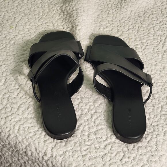 Vince Dylan Slide Sandal Black Leather Women Sandals size 8M - Picture 3 of 5